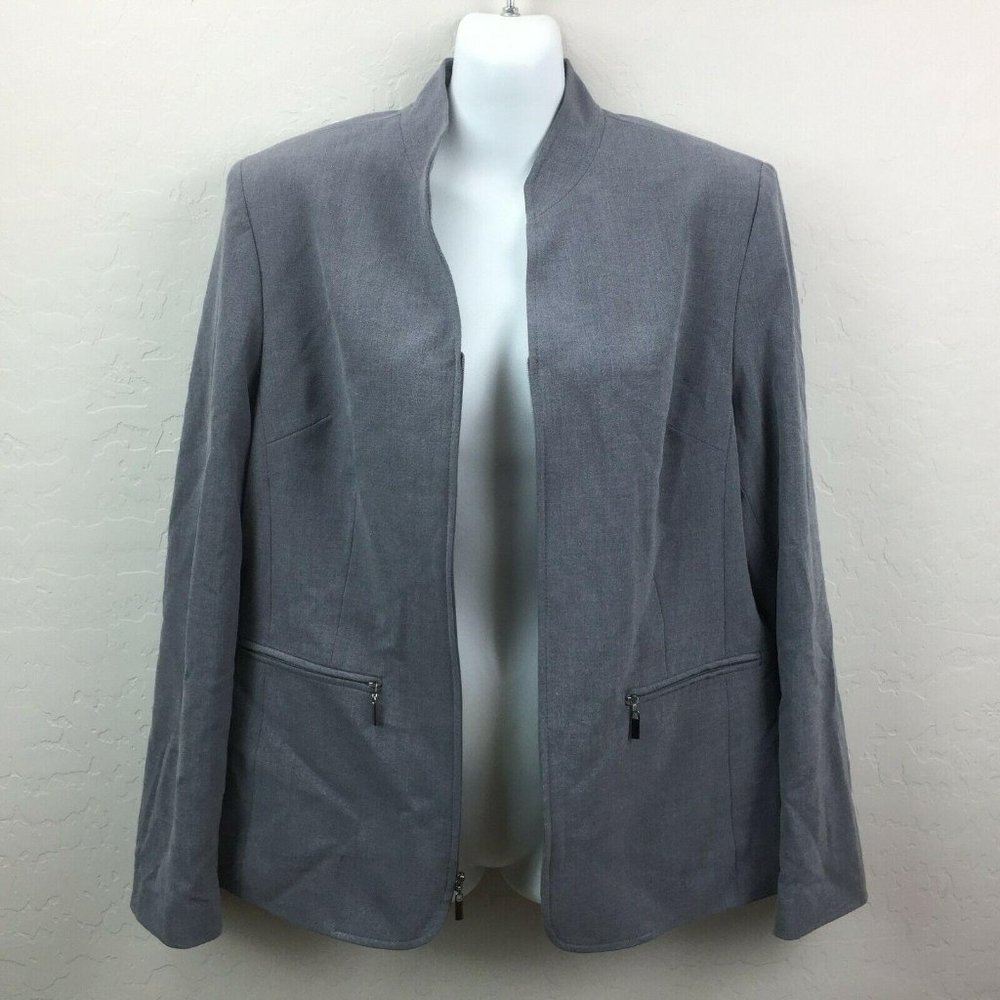 Amanda Smith Women's 8 Gray Zip Up Suit Jacket - Picture 5 of 7